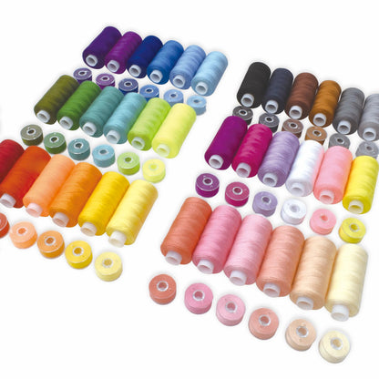 Renashed 72Pcs Bobbins Sewing Threads Kit, 36 Colors Spools 360Yards per Polyester Thread, 36 Colors Prewound Bobbin with Case for Hand Machine Sewing