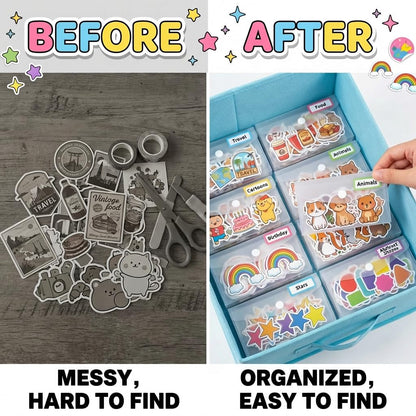 Sticker Organizer, Clear Plastic Envelopes with Snap, 12 Pack Waterproof and Durable for Sticker Storage, Scrapbook Storage, Washi Tape, Scrapbooking & Stamping Supplies (9.5 x 4 Inches)
