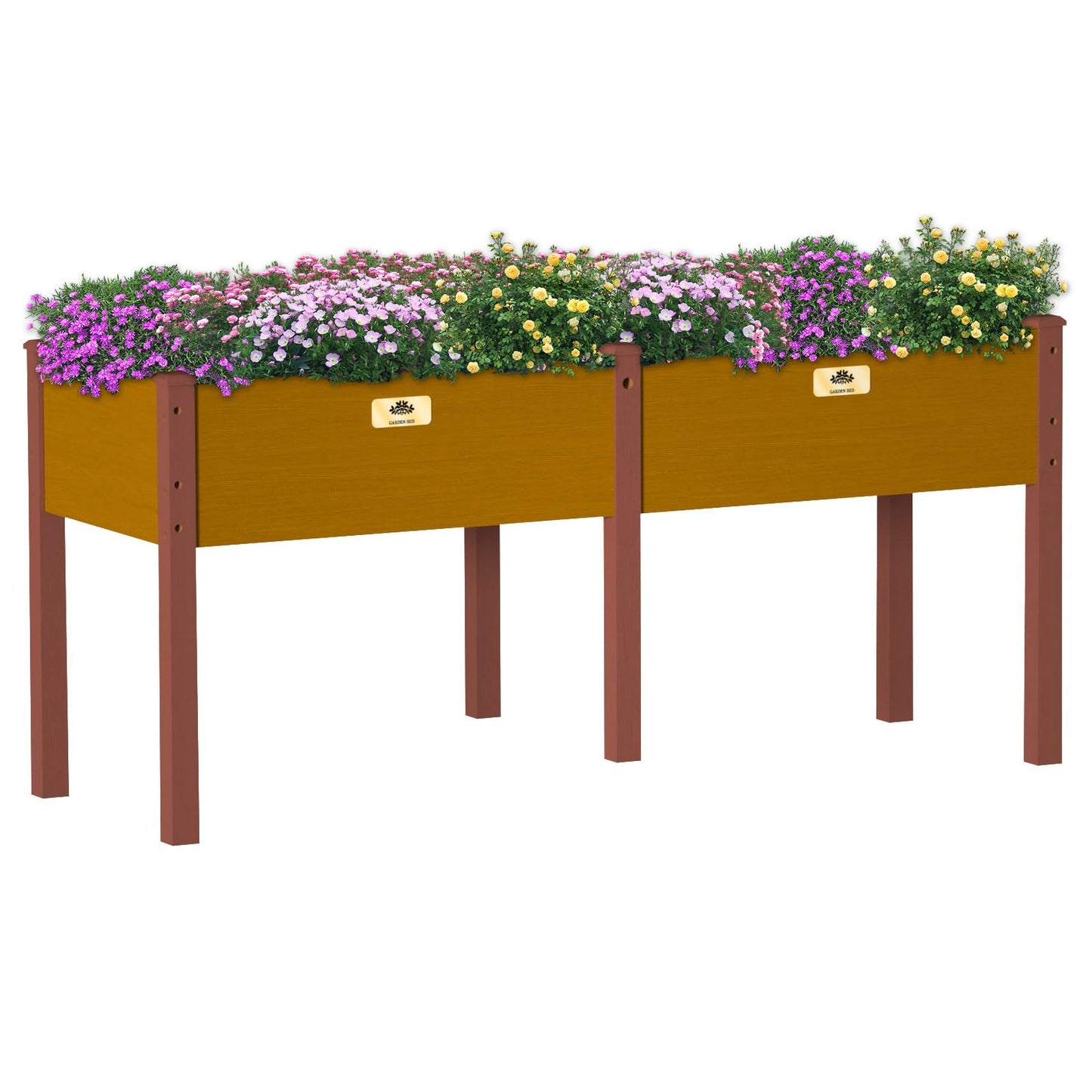 RAOKUKH Raised Garden Bed with Legs, 24x31x71 inch Elevated Wood Planter Box with Liner for Growing Vegetables, Flowers