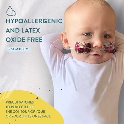 Nasogastric or Oxygen Tube precut Adhesive Tape Floral Mix x 10 Pack. (Mix Pack)