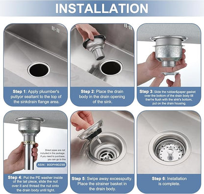 ZM Kitchen Sink Stainless Steel Deep Locking Basket Strainer