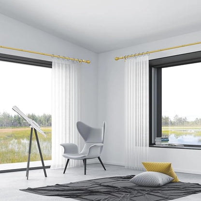 Thestoa Gold Curtain Rods for Windows 30-46 Inch, 5/8" Stainless Steel Small Curtain Rod for Bedroom, Living Room,Kitchen,Farmhouse