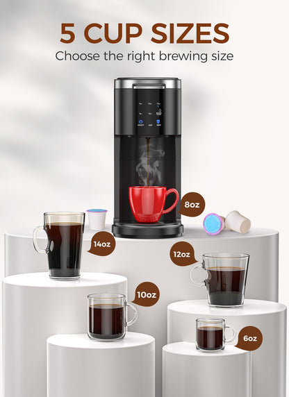 COWSAR Commercial Single Serve Coffee Maker, K Cup Coffee Brewer for Capsule and Ground Coffee, Capsule Coffee Machine with 40 Oz Water Tank, Instant-Heat, 5 Brew Sizes Up To 14 Oz, Classic Black
