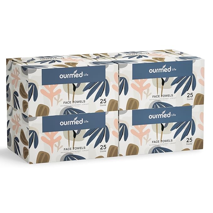 Ourmed Life Face Towels, Disposable Biodegradable Facial Towels