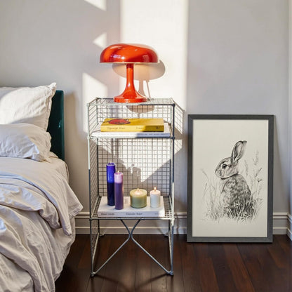 Wild Rabbit Wall Art, 12X16 Inch Black Framed Nature Wildlife Art Poster, Black And White Animal Canvas Print, Farmhouse Wall Decor For Living Room Bedroom Office Ready To Hang
