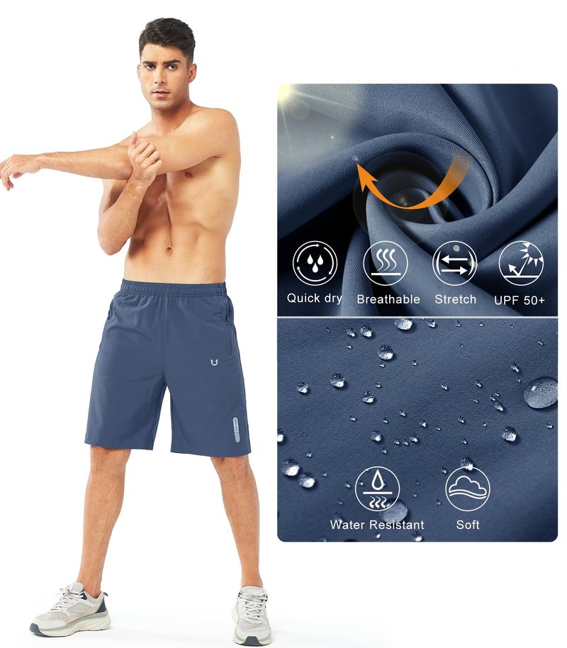 NORTHYARD Men's Athletic Running Shorts Gym Workout 7"/9"/5" Quick Dry Lightweight Sports Basketball Tennis 3 Zipper Pockets FEDERALBLUE-9inch 4XL