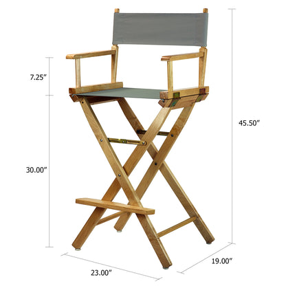 Casual Home 30" Director's Chair Natural Frame-with Grey Canvas, Bar Height