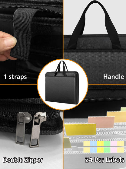 onvvippiv Important Document Organizer Folio Accordion File Organizer Fireproof Expanding File Folder Storage Box with Zipper Labels 13 Pockets for Business Office Receipt Travel