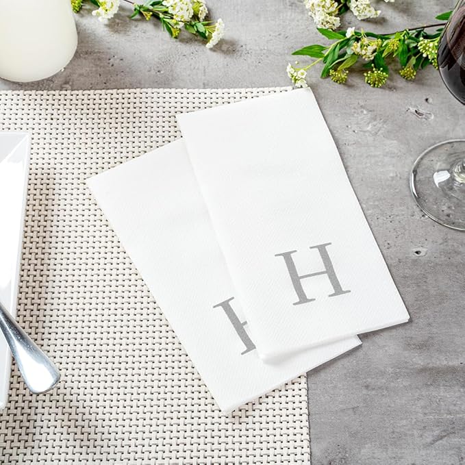 Luxenap 15.8 X 7.9 Inch Linen-Feel Guest Towels, 50 Lettered Hand Towels