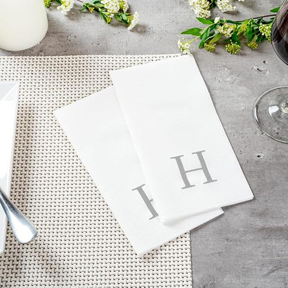 Luxenap 15.8 X 7.9 Inch Linen-Feel Guest Towels, 50 Lettered Hand Towels
