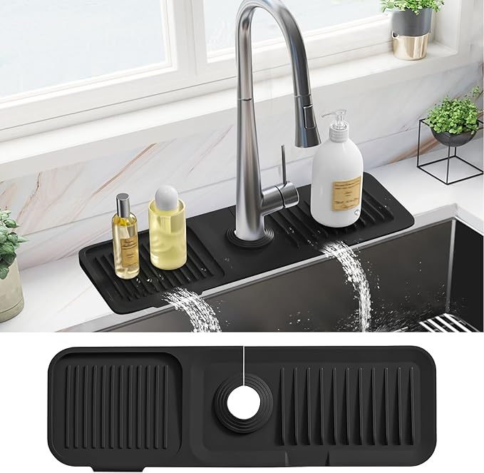 PoYang 17.7 Inch Faucet Mat for Kitchen Sink Splash Guard Behind Faucet
