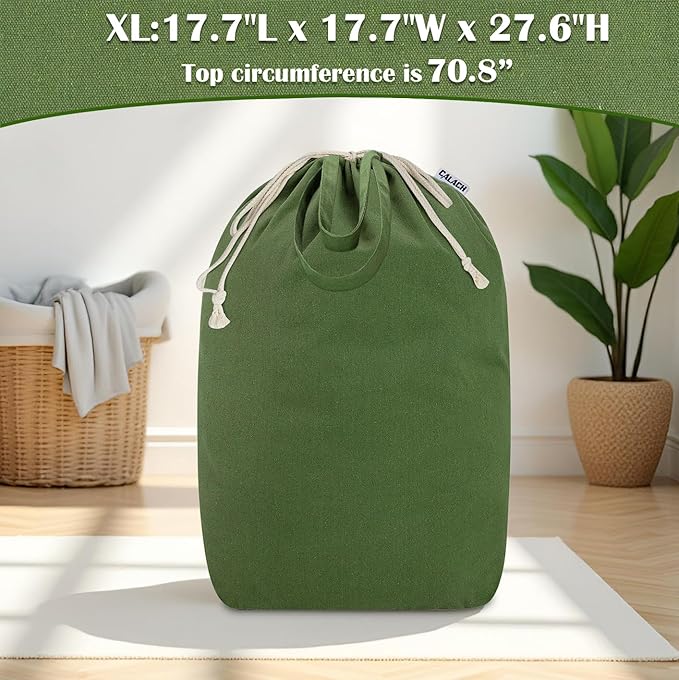 Canvas Laundry Bags with Handles & Square Base 18"Lx18"Wx27.6"H, Extra Large