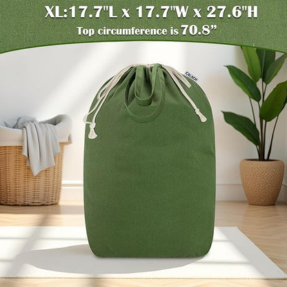 Canvas Laundry Bags with Handles & Square Base 18"Lx18"Wx27.6"H, Extra Large