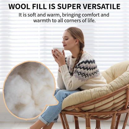 Natural Organic Wool Stuffing for Hypoallergenic Premium Wool Batting Filler for Pillows, Cushions, Needle Felting, Super Clean & Pre-Washed Natural White 5.3oz