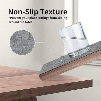 Maxpearl Faux Leather Placemats Set of 6 - Waterproof - Wipe Clean - Heat Resistant - Anti Slip Dining Table Place Mats, Suitable for Indoor & Outdoor Use, 17’’×12’’, Grey