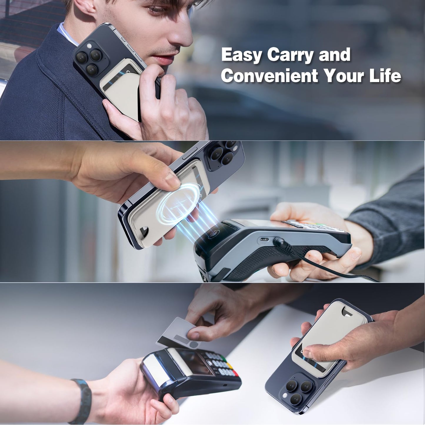 Mag-Safe Wallet Magnetic Wallet for Phone Lightweight Magnetic Phone Pouch Stand Adjustable Leather Mag-Safe Card Holder for iPhone 17/16/15/14/13/12 Series, Not for iPhone 13/12 Mini (Black)