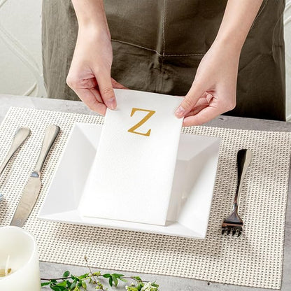 Luxenap 15.8 X 7.9 Inch Linen-Feel Guest Towels, 50 Lettered Hand Towels