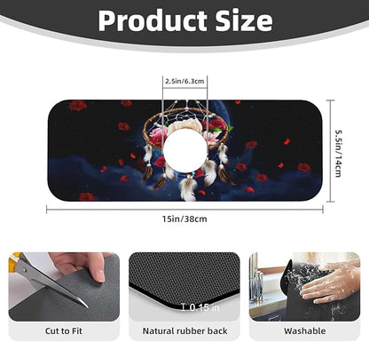 Dreamcatcher Rose Flowers Kitchen sink faucet pad, strong water absorption