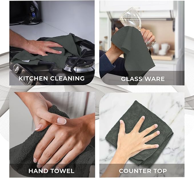 Avalon Towels Cotton Washcloths 24-Pack – 12 x 12 Inch Grey Super Soft &