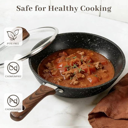 Frying Pans Skillet - 9 Pieces Nonstick Frying Pan Set Includes 3 Sizes (8"/ 10"/ 12"), PFOA Free, Induction & Oven Safe, Easy to Clean for Home Daily Cooking