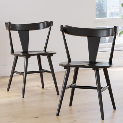 Signature Design by Ashley Gretlynn Casual Solid Wood Armless Dining Chair, Set of 2, Black