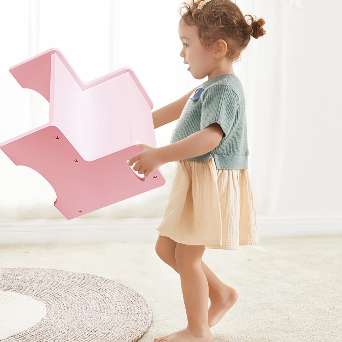 Toddler Step Stool for Bathroom & Kitchen – Wooden 2-Step Kids Stool with Handles & Non-Slip Pads, Sturdy Birch Wood, 200 lb Capacity for Potty Training, Sink & Counter Access