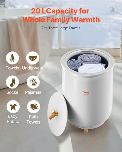 VEVOR Towel Warmers for Bathroom, Towel Warmer Bucket Auto Shut Off for Spa Fits up to 3 Oversized Towels, Blankets, Clothes, Bathrobes, PJ's and More