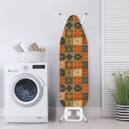 Moroccan Ceramic Tiles Steam Ironing Board Cover, Vintage Square Tile Standard