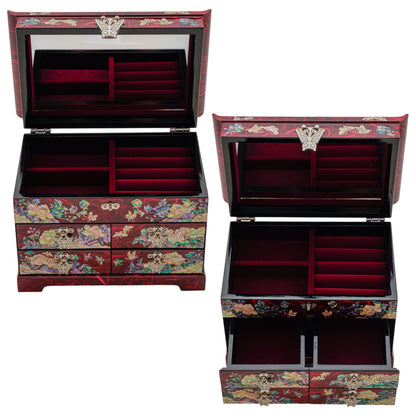 February Mountain Mother of Pearl Wooden Jewelry Organizer Box – Jewelry Storage Box for Women, Features Spacious Drawers, Ideal for Rings, Bracelets, Watches, Chains, Accessories