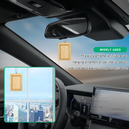 NOTISH Car Decor Hanging Picture Frame, Rear View Mirror Accessories, Car Picture Holder, Wallet-Sized Wooden Photo Frame, Mini Car Picture Frame(Drive Safe We Love you)