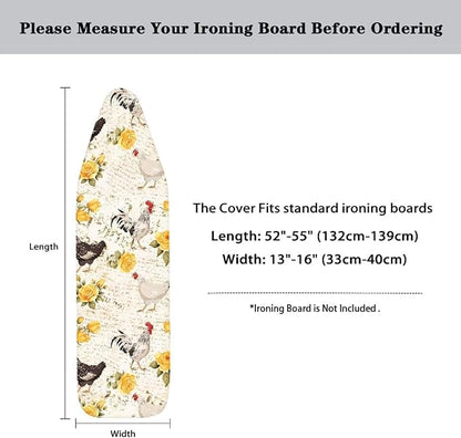 Sprowallow Rooster Rose Ironing Board Cover and Pad