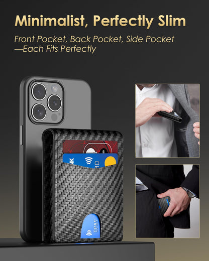 2025 Wallet for Men - RFID Blocking [Functional & Practical] Bifold Slim Minimalist Credit Card Holder Pop Up Wallet Metal Case with Cash Slot, Front Pocket with ID Window, Gift Boxed (Carbon Fiber)