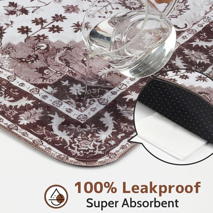 Washable Pee Pads for Dogs, 2 Pack Reusable Puppy Training Pads 48"x48" Super Absorbent Waterproof Dog Training Pads, Non-Slip Potty Pads, Whelping Pads Litter Mat Light Brown Medallion