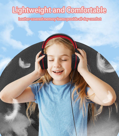 Bywulanda Kids Headphones with LED Lights for School, Upgrade USB Type C Kid Headphone with Microphone, Volume Limiter 85/94dB, Wired On Ear Headphones for Boys/Girls/Tablet/Travel -Black