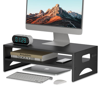 Pholiten Monitor Stand Riser, Desktop Stand, Computer Stand, Ergonomic Design, Two-Level Design, Desktop Organization, Keyboard Smartphone Storage, Printer Stand, Display Stand, 16.5 x 9.3 x 5.6