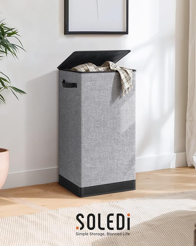 SOLEDI Laundry Hamper with Lid 100L Large & Tall Collapsible Laundry Basket