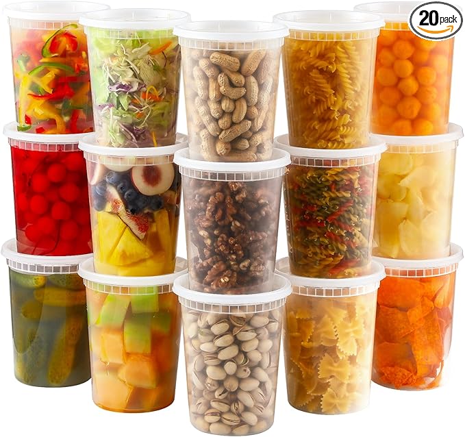 AOZITA 20 Sets 32 oz Plastic Deli Food Containers