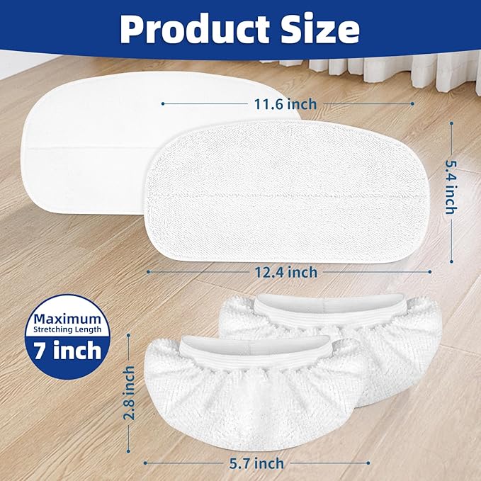 LOVECO 4 Pack Steam Mop Pads + 4 Microfiber Small Cloths Compatible