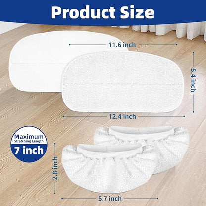 LOVECO 4 Pack Steam Mop Pads + 4 Microfiber Small Cloths Compatible