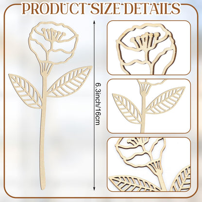 RattanView 36 Pcs Wooden Wildflower Decor Set Wood Flowers Cutout Signs Wildflowers Stems Laser Cut Flowers for Home Birthday Holiday Art DIY Decoration
