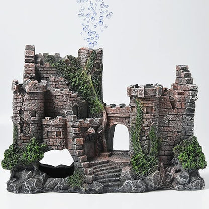 Aquarium Decorations- Castle Fish Tank Bubbler Decorations for Aquatic Pets to Breed Play and Rest Fish Decorations for Tank