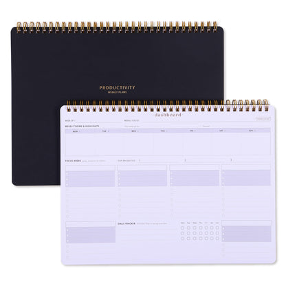 Weekly Desk Planner Monday Start - Dashboard Desk Pad Ideal for Project Manager, Business Owner, Freelancer, and Multitaskers to Achieve Goals - Spiral Productivity Journal