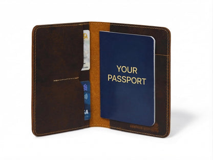 Rustique Leather Passport Holder Collection - Handmade Travel Wallet & Organizer - Full Grain Crazy Horse Leather Covers for Men & Women (Multiple Styles) (Document Organizer - Tobacco & Honey)