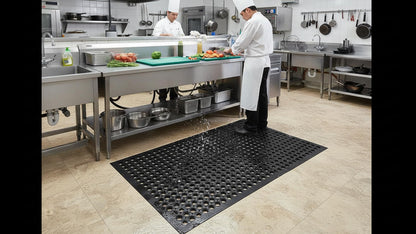 3x5FT Rubber Floor Mat Commercial Anti Fatigue Rubber Drainage Mat New Non Slip Bar Floor Mat Door Mats for Deck,Pool,Restroom,Bathroom,Kitchen,Wet Areas