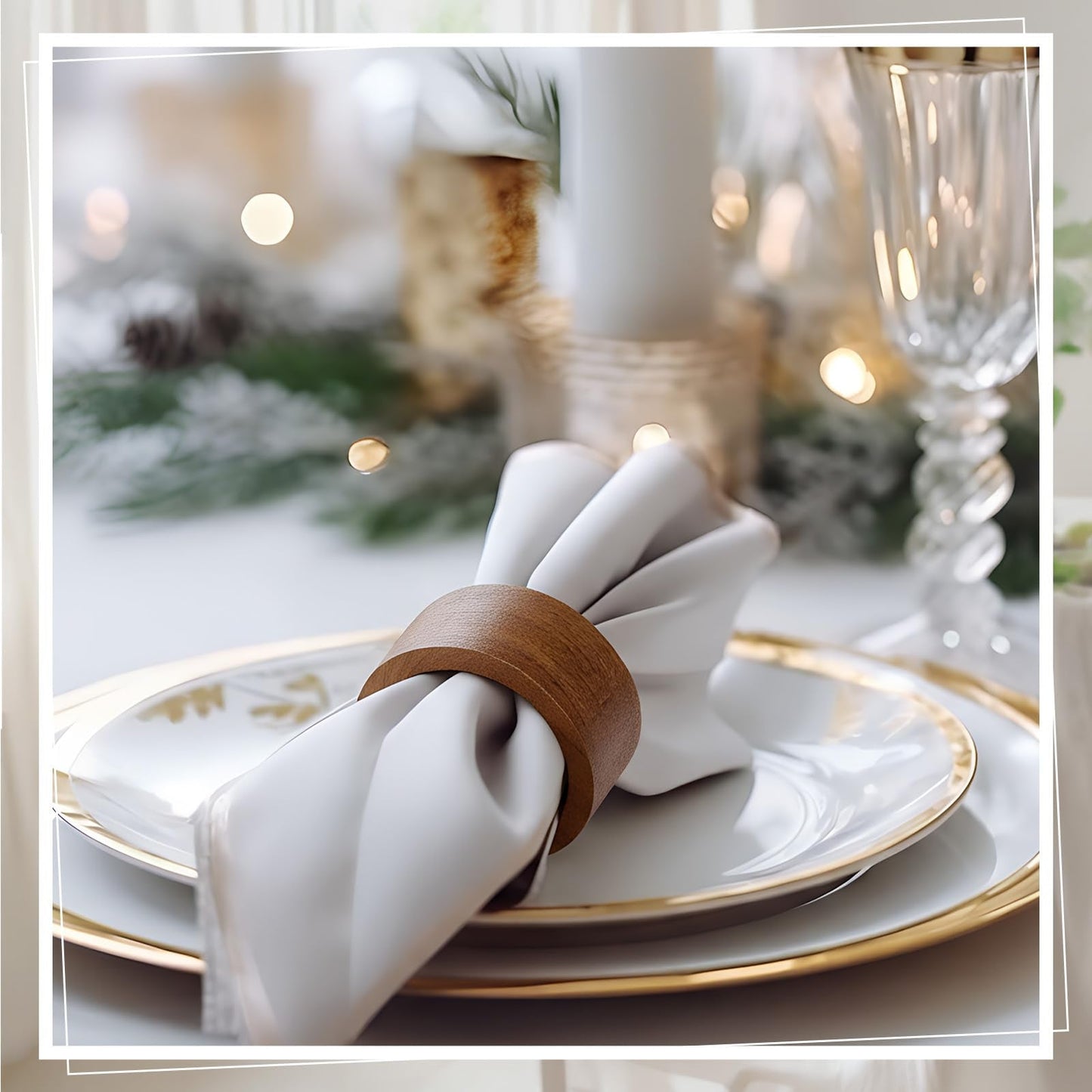 Zhehao 100 Pcs Wood Napkin Rings Bulk Acacia Brown Table Napkin Holder Buckles for Easter Wedding Dinner Holiday Table Decoration