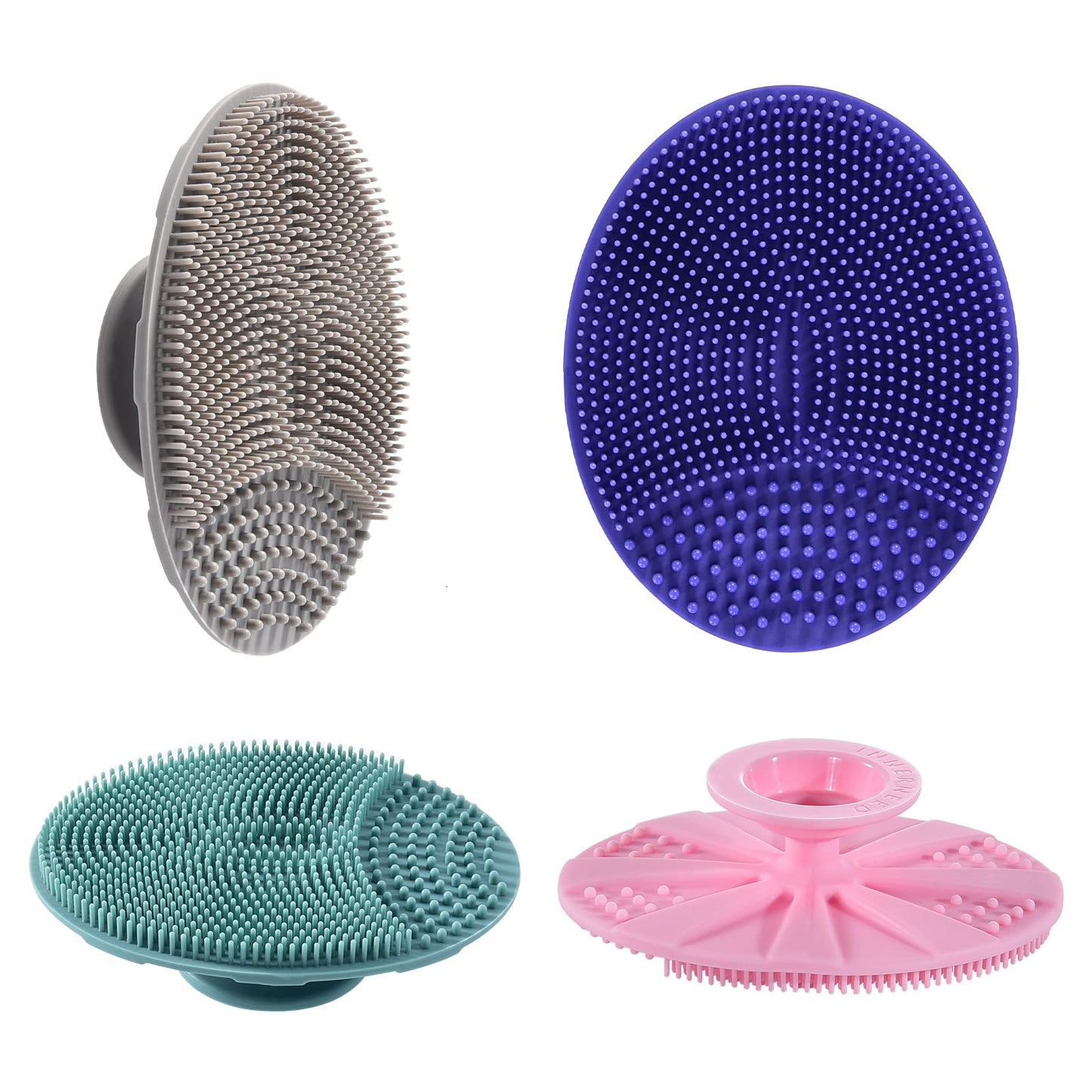 INNERNEED Super Soft Silicone Face Cleanser and Massager Brush Manual Facial Cleansing Scrubber Handheld Wash Pad for Sensitive, Delicate, Dry Skin (Pack of 4)