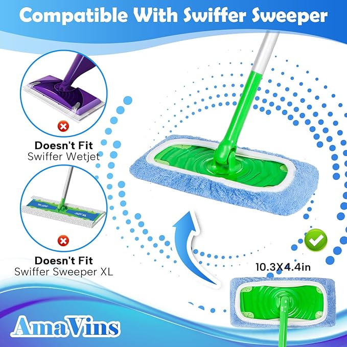 5 Pack Reusable Microfiber Mop Pads Compatible