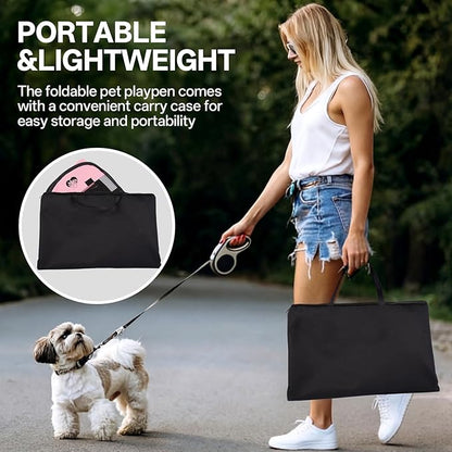 Dog Cat Playpen,Portable Foldable Tent-Outdoor Pet Crate Cage for Small Dogs,Travel Camping Use for Small Animals with Carrying Case,Indoor Enclosure for Puppy/Cats/Rabbits(Pink, S)