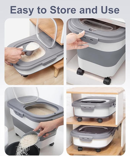 20-30 Lbs Rice Storage Container, Collapsible Food Storage Containers