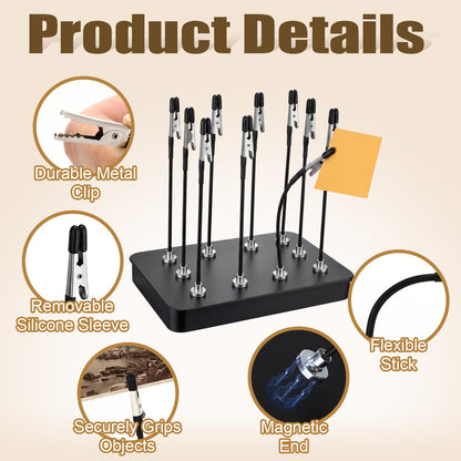 Gerrii 6 Sets Metal Model Painting Stand Base Holder with 60 Pcs 4.9'' Magnetic Bendable Alligator Clip Sticks Portable Miniature Holder for PCB Soldering Model Painting Spraying Parts Airbrush Color